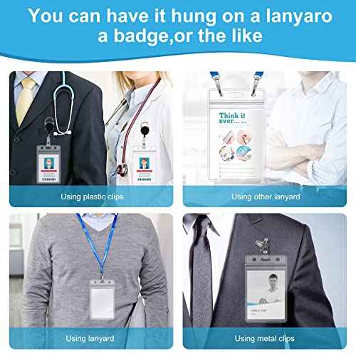 10 Pack Extra Thick ID Card Name Badge Holder Heavy Duty Waterproof Clear Plastic PVC Vertical Sleeve Pocket Resealable