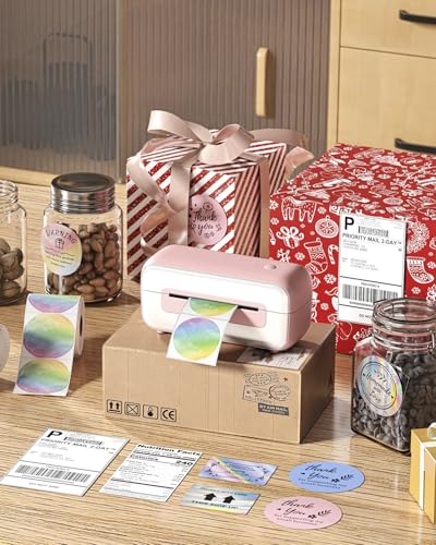 Phomemo 246SBT Pink Bluetooth Thermal Shipping Label Printer - 4x6, Fast & Wireless