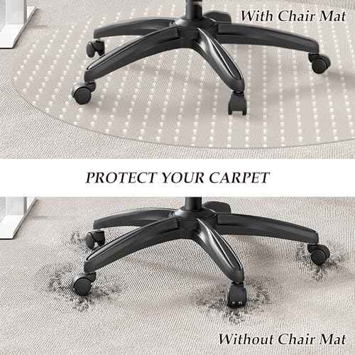 Non-Slip Office Chair Mat for Carpet, 35 x35Inches Clear Plastic Desk Mat for Rolling Chairs, Waterproof and Oil-Resistant, Anti-Fatigue Mat for Standing Desk