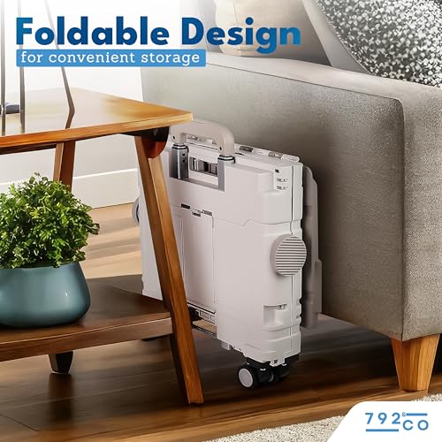 792 & CO Foldable Rolling Crate with wheels for Teachers - Rolling Cart with Wheels & Bonus Insulated Bag - Collapsible Folding Utility Cart for Grocery Shopping & Supplies - Quick Mobile Teacher Cart