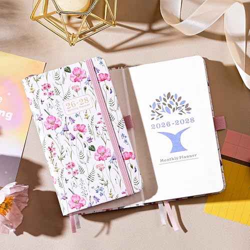 Pocket Calendar 2026-2028 - 3 Year Monthly Planner 2026-2028, January 2026 - December 2028, 6.4" x 3.8", Pocket planner 2026-2028 with Elastic Closure