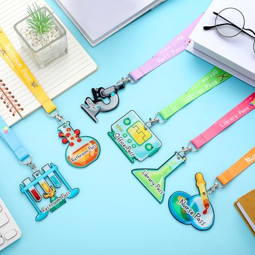 Eersida Chemical Style Hall Pass Lanyards Set – 6 Waterproof ID Badge Holders