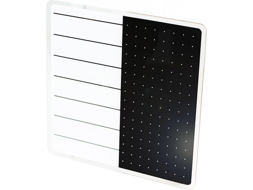 Floortex Viztex Glacier White & Black Plan & Grid Glass Dry Erase Board - 14" x 14"