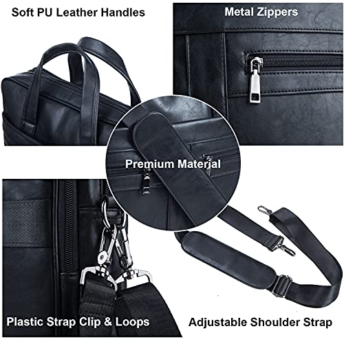 seyfocnia Men's Leather Messenger Bag, Laptop Briefcase Business
