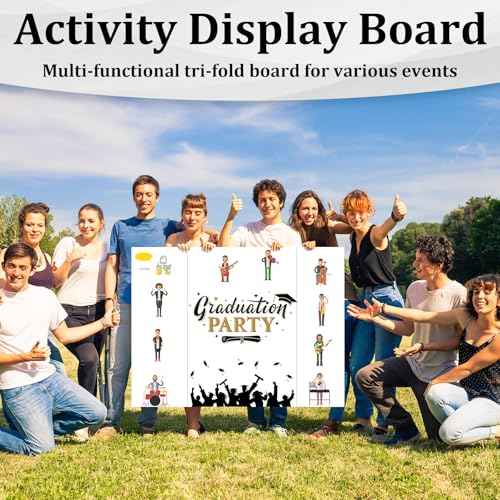 Ndsox 4 Pack 36" x 48" White Trifold Poster Board Large Corrugated Tri Fold Business Presentation Boards Picture Posterboard for Science Fairs, School Projects, Event Displays, Art Exhibitions