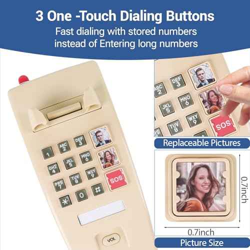 Wall Phone for Home, Corded Wall Home Phone with Adjustable Call Volume & 3 One-Touch Dialing for Seniors, Telephone Landline Phones with Mechanical Ringer Indicator for Elderly, Beige