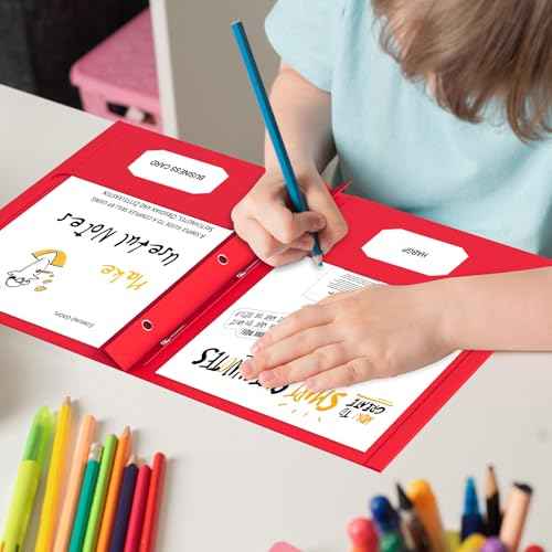 HABGP 100 Pack Two Pocket Folder with Prongs, Paper Folders with Pockets and Business Card Holder, Folders with Pocket Fit Letter Size, Organizing Papers in School, Office & Business 5 Color 20 Set