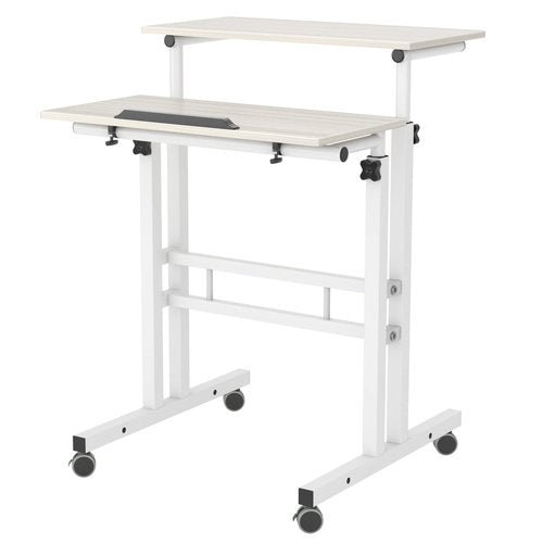 SDHYL Mobile Stand Up Desk, 24 inch Laptop Computer Desk Adjustable Standing Home Office Desks with Roller, Student Desk School Desk Simple Stand Up Desk Small Desks for Small Spaces