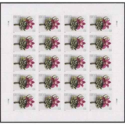 USPS Contemporary Boutonniere Sheet of 20 Forever Postage Wedding Stamps Scott 5457