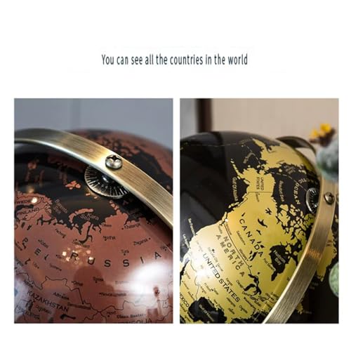 Golden 5.5-Inch World Globe with Rotating Stainless Steel Stand for Home & Office Decor