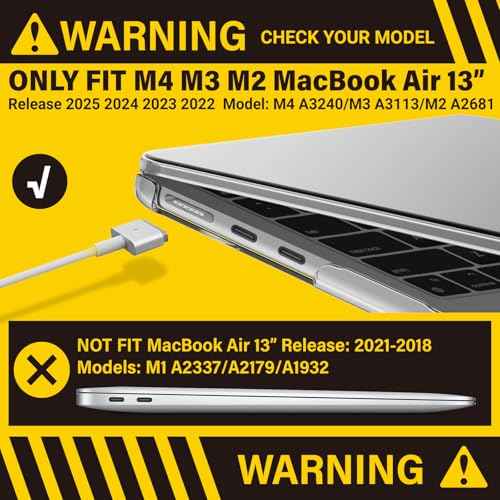 IBENZER Compatible with 2025 2024 2023 2022 MacBook Air 13 inch Case M4 A3240 M3 A3113 M2 A2681, Hardshell Case & KeyboardCover & ScreenFilm & Type-C for Mac Air 13.6, Crystal Clear, AT13-KK-CYCL+2TC