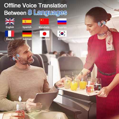 Ai Language Translation Earbuds, in-Ear 3-in-1 Translation Earbuds, Real Time 2-Way Earbuds, Sound Quality Long Battery Life, Great for Travel Business Black