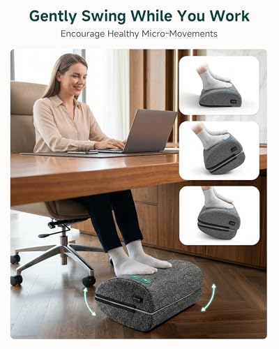 Snailax Dark Grey Ergonomic Under-Desk Foot Rest with Heat, Vibration & Swing