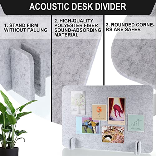 Fabbay 2-Piece Acoustic Desk Divider Desk Partition - 16x24"Freestanding Privacy Panel, Lightweight Soundproof Partition with Support Feet for Office or Classroom Use(Silver Gray)