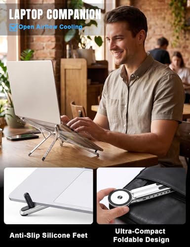 Werfami Silver Portable Laptop & Tablet Stand with Folding Design