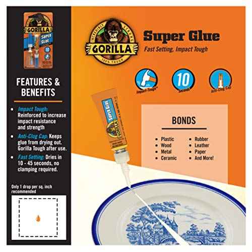 Gorilla Super Glue, Two 3 Gram Tubes, Clear, (Pack of 12)