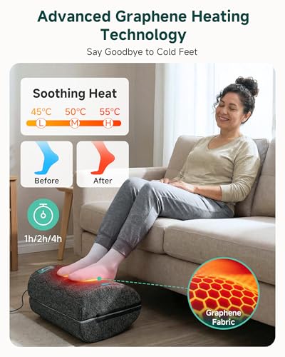 Snailax Dark Grey Ergonomic Under-Desk Foot Rest with Heat, Vibration & Swing
