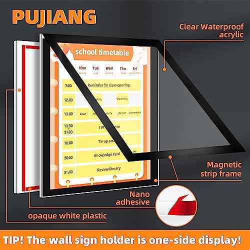 6 Pack Acrylic Sign Holder 8.5x11 Wall Mount,Clear Wall Sign Holder with Tape,Horizontal & Vertical Display,Plastic Sign Holder for Wall Door Glass Window Fridge-No Drilling