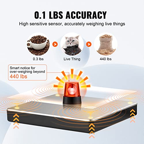 VEVOR Digital Shipping Scale 440 lbs x 0.1 lbs, 12x10in Postal Package Weighing Platform, Tare & Adjustable LCD Screen, Heavy Duty, Portable