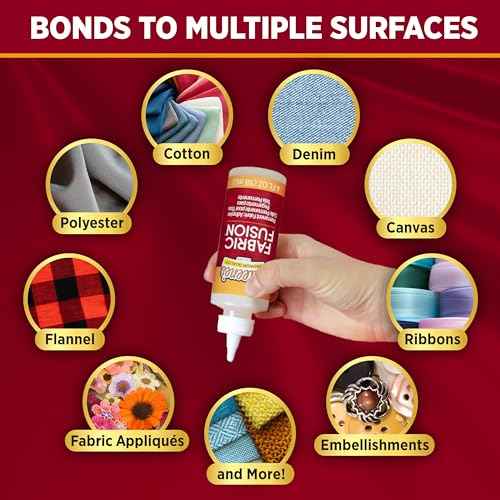 Aleene's Fabric Fusion Glue 4 oz, Nontoxic, Permanent and Washable Adhesive, Dries Flexible, Strong Bond on All Fabrics, Patches, Clothing, Denim, Polyester, Cotton, Felt, Flannel Materials