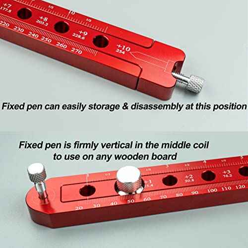 Woodworking Compass Scriber, Portable Aluminum Alloy Woodworking Compass Tool, Adjustable Metric/Inch Arc Drawing Ruler Circle Drawing Ruler Marking Gauge Circle Marking Tool