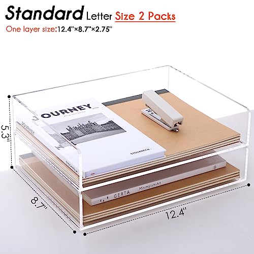 Paper Tray Organizer Clear Acrylic Desk Organizers and AccessoriesOffice Supplies Organization Stackable File Holder-Art Storage for School Classroom Workspace Letter Tray-2 Pack/2 Tier¡¦