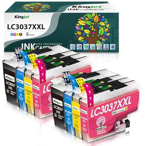 Kingjet LC3037 Ink Cartridges Replacement for Brother LC3037 Ink Cartridges LC3037XXL LC3039 Compatible with Brother MFC-J5845DW MFC-J5945DW MFC-J6545DW Printers, 8 Pack(2 BK/C/M/Y)