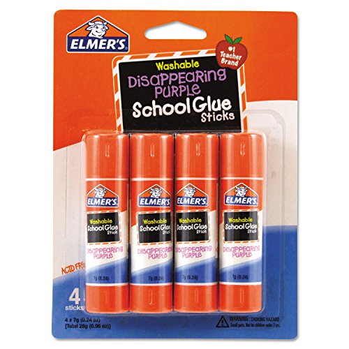 Elmer's Purple School Glue Sticks - Disappearing Clear, 4 Pack, 0.24 oz