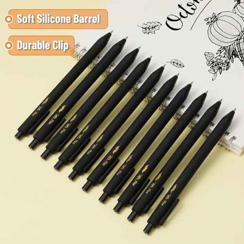 Mr. Pen- Retractable Gel Pens, 10 Pack, Black Ink Gel Pens, Black Barrels, Fast Dry, Fine Point 0.5mm