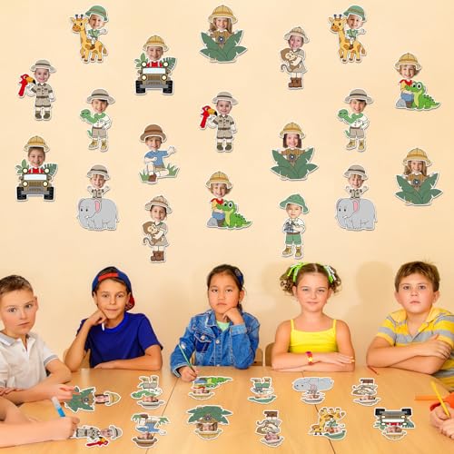 Party Greeting Jungle Safari Animals DIY Paper Cutouts - 60pcs Classroom Decor