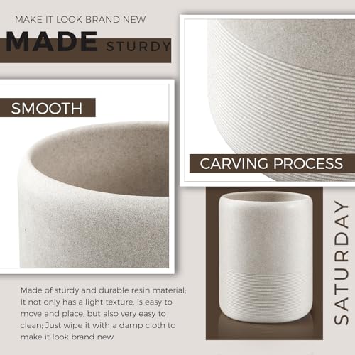 Marsui Resin Wastebasket, Round Marble Compact Trash Can Mini, 2 Gallons Garbage Bin Gravel Wastepaper Basket for Bathroom, Powder Room, Kitchen, Home Office, 7.9 x 9.8 Inch (Gravel)