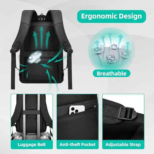 Slim Laptop Backpack for Men 15.6 inch Mens Computer Backapcks Small Travel Backpack Lightweight Waterproof Anti Theft Business Carry on Bag with USB Charging Port for Work Office College