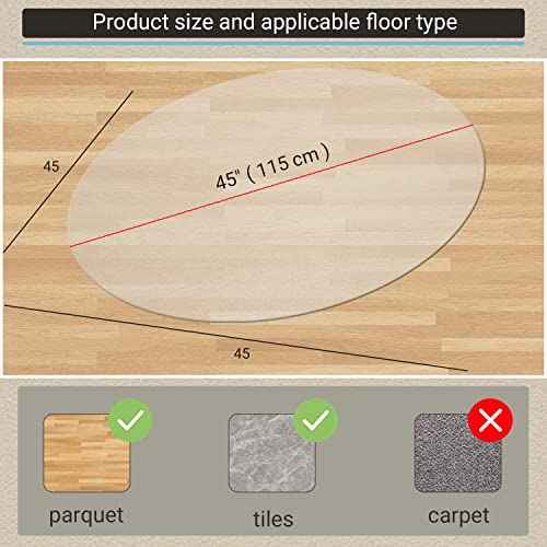 Office Chair Mat for Hardwood Floor & Tile, Floor Protector,Round Floor Mats, Desk Chair Mat, Office Chair Mat for Office & Home Gaming Floors - 45" EVA Material, Non-Slip, Without Curling