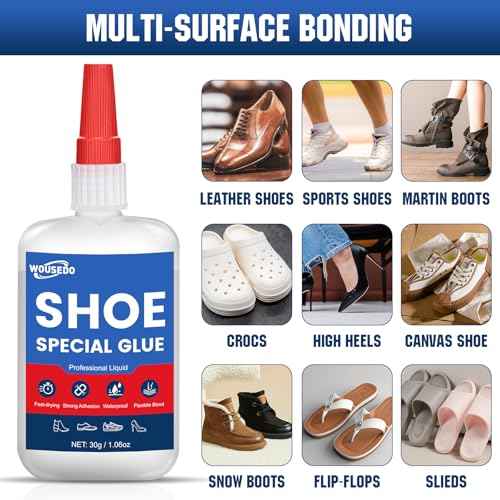 30g Shoe Super Glue - Quick Dry Strong Adhesive for Shoe Repair, Boots, Sneakers, Heels, Hiking Shoes, Leather, Handbags -Waterproof & Flexible.