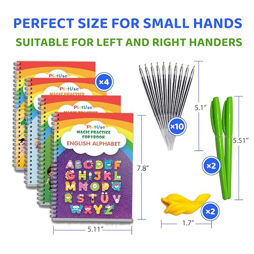 Kids Reusable Handwriting Practice Copybooks with Disappearing Ink Pen - Educational Drawing & Math Workbook Set for Ages 3-8