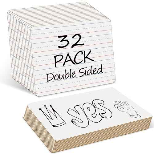 32 Pack Dry Erase Boards, 9"x12" Double Sided Easel Small Whiteboards with Lines for Kids, Education Teacher Classroom Bulk, Mini Portable Drawing Writing White Boards Lined Lapboards for Students