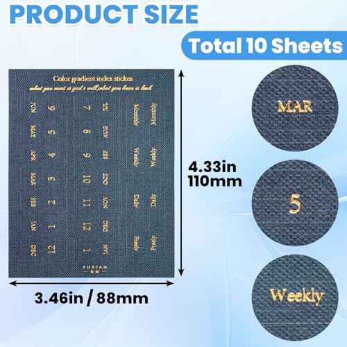 Joez Wonderful 10 Sheets Planner Monthly Tabs, Self Adhesive Tabs Stickers, Planners Index Tabs Calendar Tabs for Planners, Office, Study, Notebook (180 Pcs)