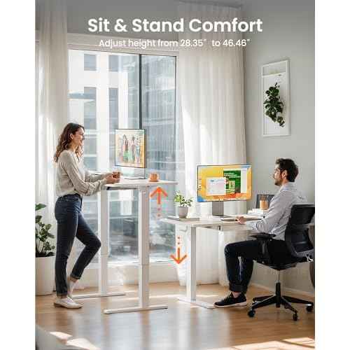 ErGear 44 inch Electric Standing Desk with Drawers, Adjustable Height with Storgear, 4 Memory Height Settings, Sit Stand Up Desk for Home Office & Computer Workstation, White
