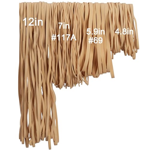 Assorted Rubber Bands Large Pack – Size 69, 117A, 12in, 4.8in