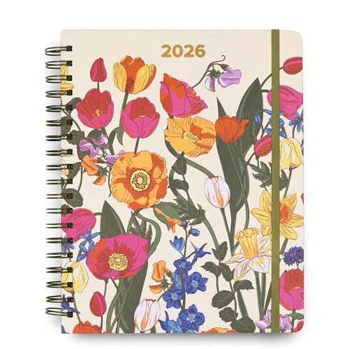 2025-2026 Jumbo Planner Daily Weekly & Monthly, 17 Month Hardcover Agenda Dated Aug 2025-Dec 2026, Cute Planner with Stickers, Pockets, & Spiral Binding, Meadow Bouquet Seedpearl