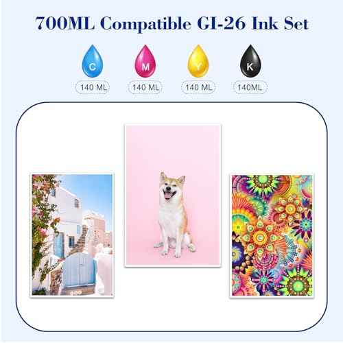 GI-26 GI26 GX7021 Ink Bottles Set Compatible for Canon 26 GI-26 GI26 26 Ink Refill Bottles Work for Canon MAXIFY GX4020 GX7021 GX6021 GX7120 GX5020 GX5120 GX3020 GX7020 GX6020 GX6120 Megatank Printer