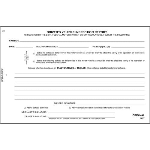 J. J. Keller DVIR Driver Inspection Report 5-Pack (155 Forms)