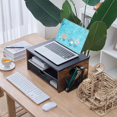 Printer Stand,Desktop Printer Stand with 2-Tier Storage Shelves for Home Office£¬Desk Organizer with Drawer and 2 Pen Holders for Fax Machine Scanner Files