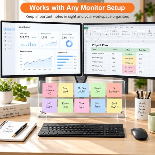 NomadSphere Large 15x7.9 Inch Acrylic Monitor Memo Board Holder with Sticky Notes