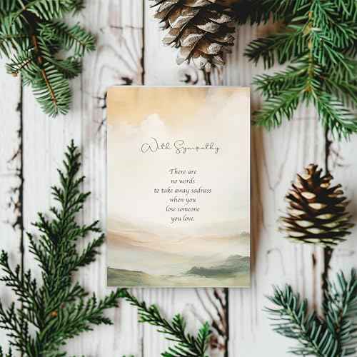 Sympathy Cards with Envelopes, Watercolor landscape Design Sympathy Cards Set of 20, Condolence Card with Matching Peel-and-Seal Rustic Envelopes, Each Card Comes with Heartfelt Condolences