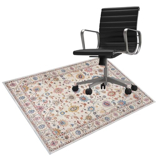Office Chair Mat for Hardwood Floor, 48"x60" Vintage Desk Chair Rug for Hard Floors, Anti-Slip Computer Gaming Chair Mat Easy to Roll, Under Desk Rug for Rolling Chair