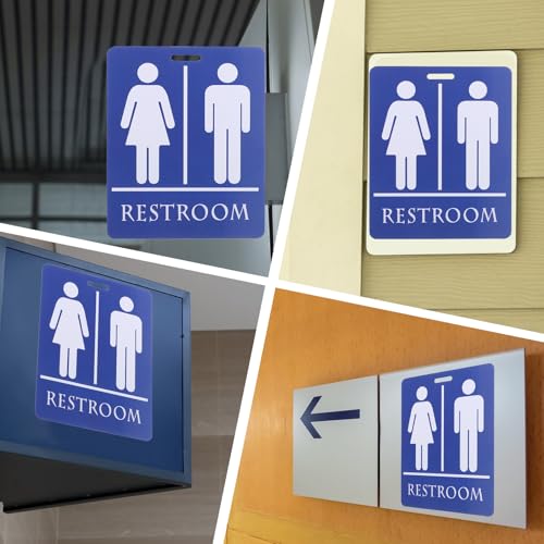 Set of 2 Classroom Bathroom Passes with Key Holders - Durable PVC, Blue & Pink