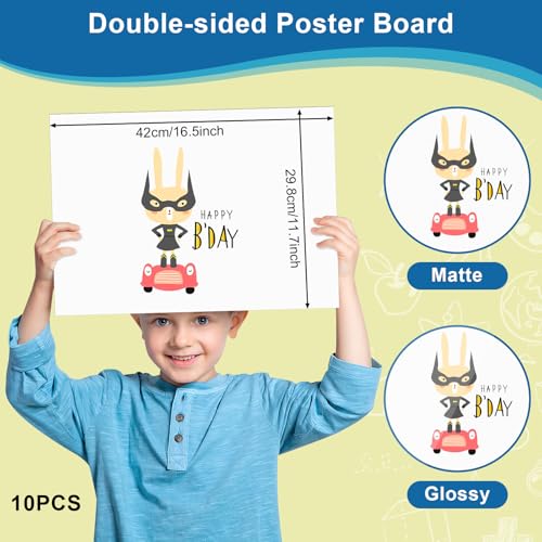 10 Pcs Poster Board 11.7 x 16.5 Inches White Poster Board Paper Bulk, ROOKEA 250 GSM Thickness Vision Board Blank Graphic Display Posterboards for Drawing Artwork School Arts Crafts Projects