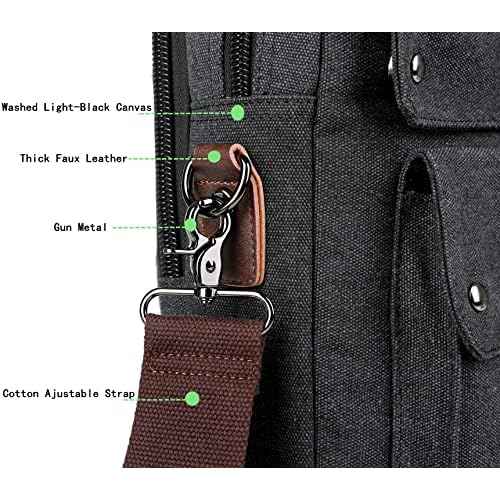 Stylish 17 inch Canvas Laptop Bag Messenger Bag Briefcase Vintage Crossbody Shoulder Bag Military Satchel for Men BC-07