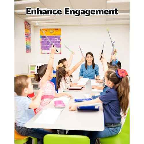 Extendable Finger Pointer Stick, School Collapsible Telescoping Long Hand Pointing Stick, Classroom Must Have Supplies Essentials, Black
